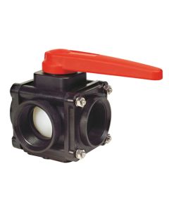 Valvula de Bola 3 Vias 2" Polipropileno Cuadrada