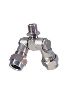 Portaboquilla Articulado Doble 1/4"HE Tuerca 3/8" Bronce Alta Presion