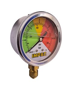 Manometro Glicerina Inox 0-6 Bar Dia. 63mm Conex. Inf 1/4" bsp IMPAC